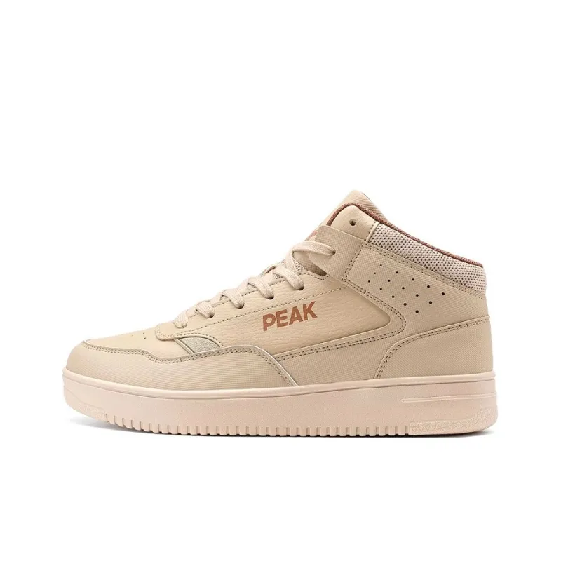 PEAK Classic Heritage Coverage Wear Resistant Support High Top Skateboard Shoes Men's Beige-0