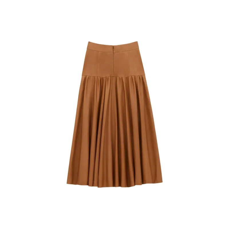 SAINT LAURENT Leather Midi Skirt-1