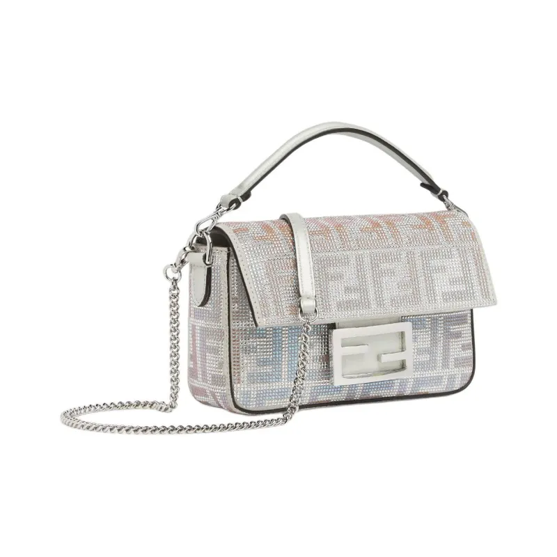 FENDI Baguette Calfskin Shoulder Bag, Crossbody Bag, Handbag Mini Women's White-1