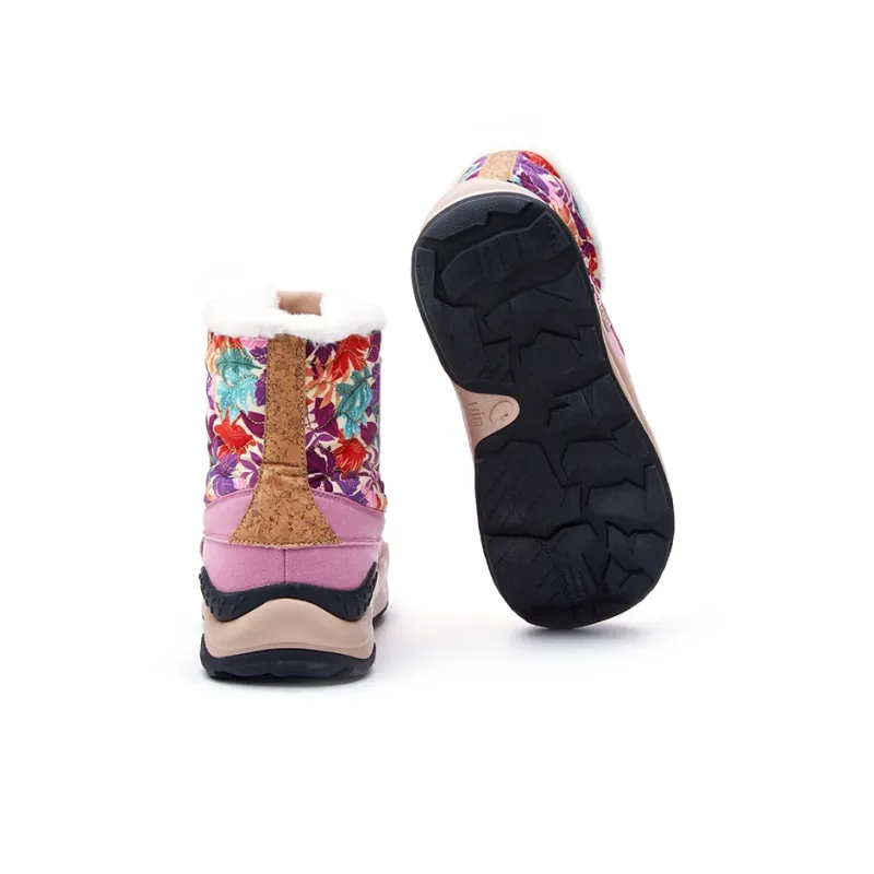 U.IN Plants & Flowers Snow Boots Women's Purple/Dark Gray/Orange-5