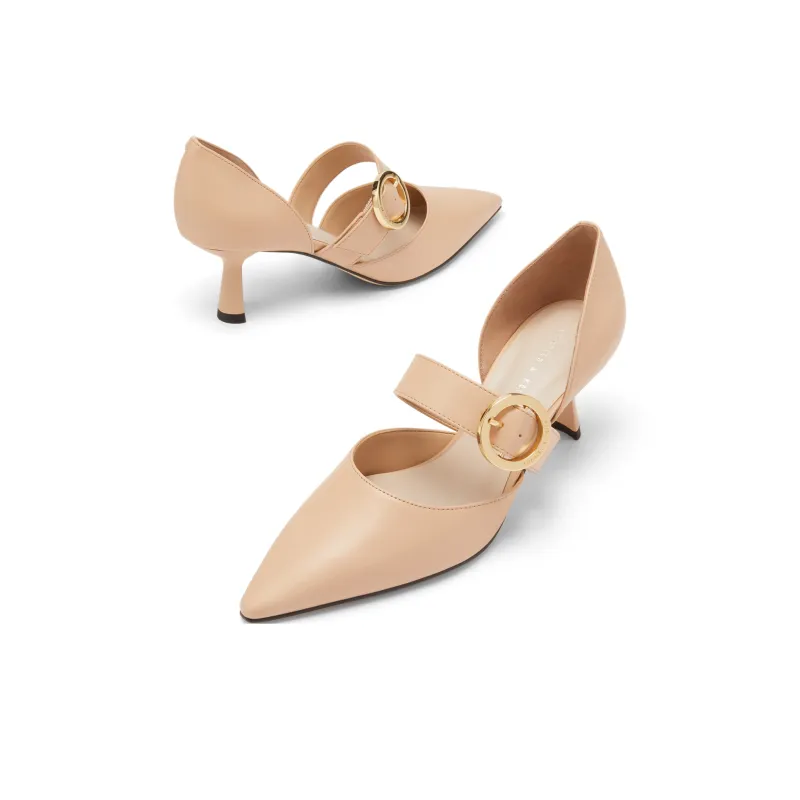 CHARLES&KEITH High Heels Women's White/Nude Flesh/Black-5