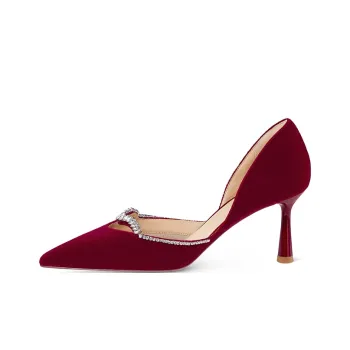 7or9 Afterglow Slim Heel Air Cotton High Heels 7cm Women's Red