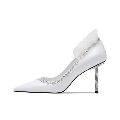 HAOYASENNU High Heels Women's Flawless White