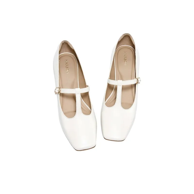 HARSON Block Heel High Heels 5.3cm Women's Pearl White-3