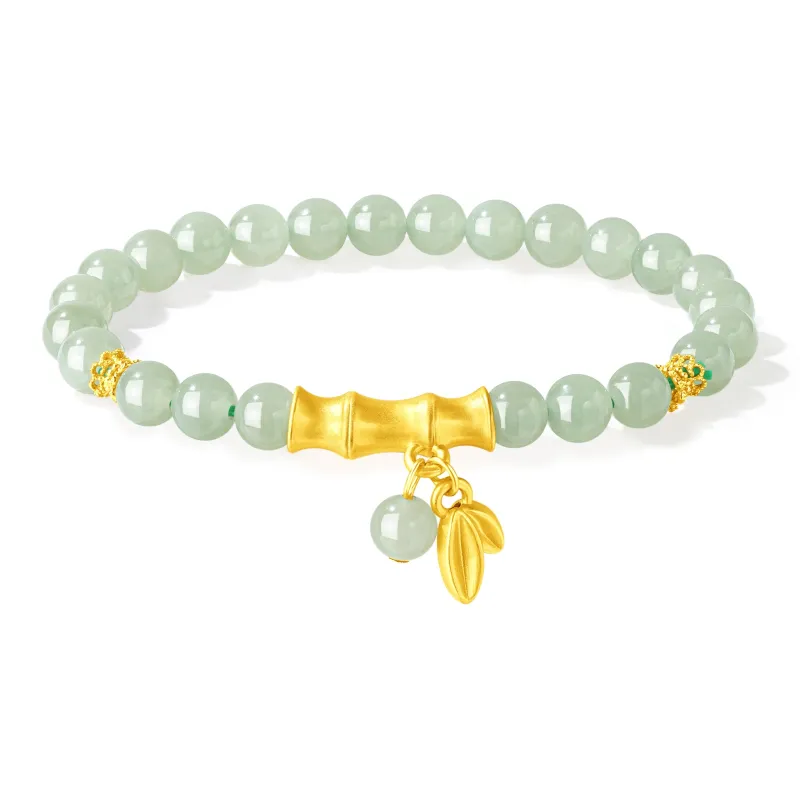 Lao Feng Xiang Hetian Jade Bracelets Green Jade Women's-0