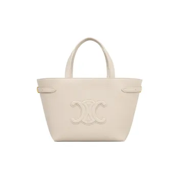 CELINE Cuir TriompheCabas Calfskin Tote Bag Shopping Bag Shoulder Bag Crossbody Bag Handbag Mini Women's Light Beige