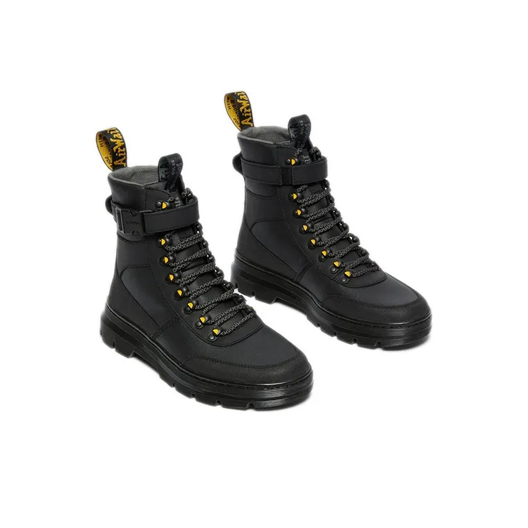 Dr.Martens Combs Tech Coated Canvas Casual Boots 'Black Yellow'-3