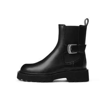 CHARLES&KEITH Small CK Ankle Boots 4.3cm Women's Black/Dark Brown Dark Brown/Chalk White