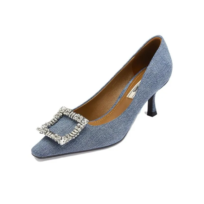 73Hours Elegant Fun Slim Heel High Heels 6.5cm Women's Blue-1