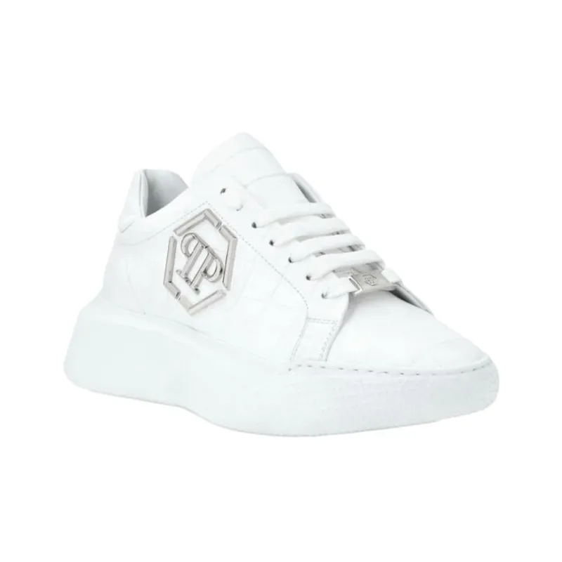 PHILIPP PLEIN Crocco Low Top Casual Shoes Unisex White-2