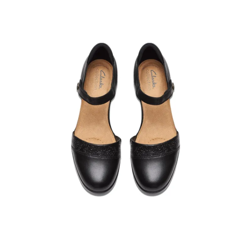 Clarks Block Heel High Heels 5.5cm Women's Black-3