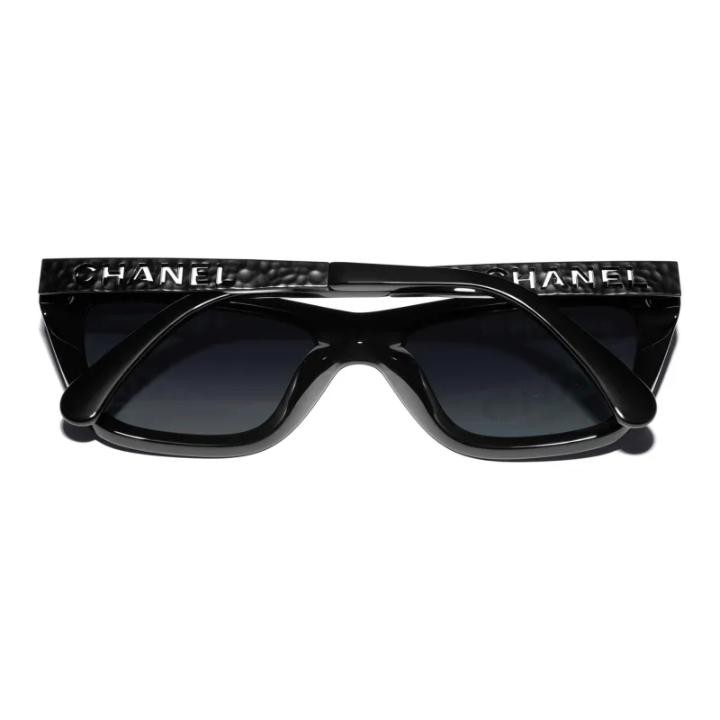 CHANEL Square Sunglasses Unisex Black-4