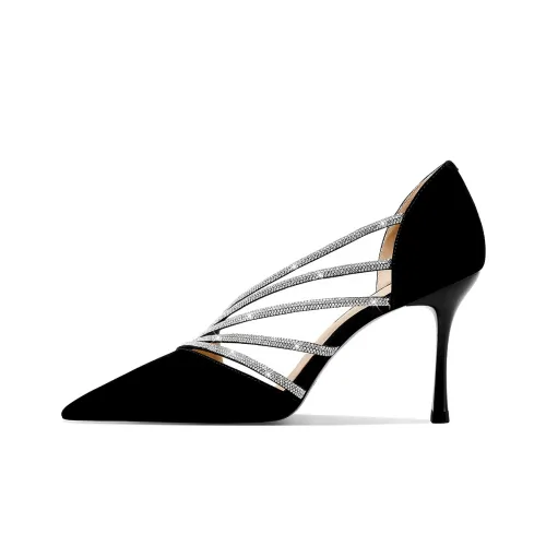 HAOYASENNU Stylish Sandals 8.5cm Women's Hepburn Black