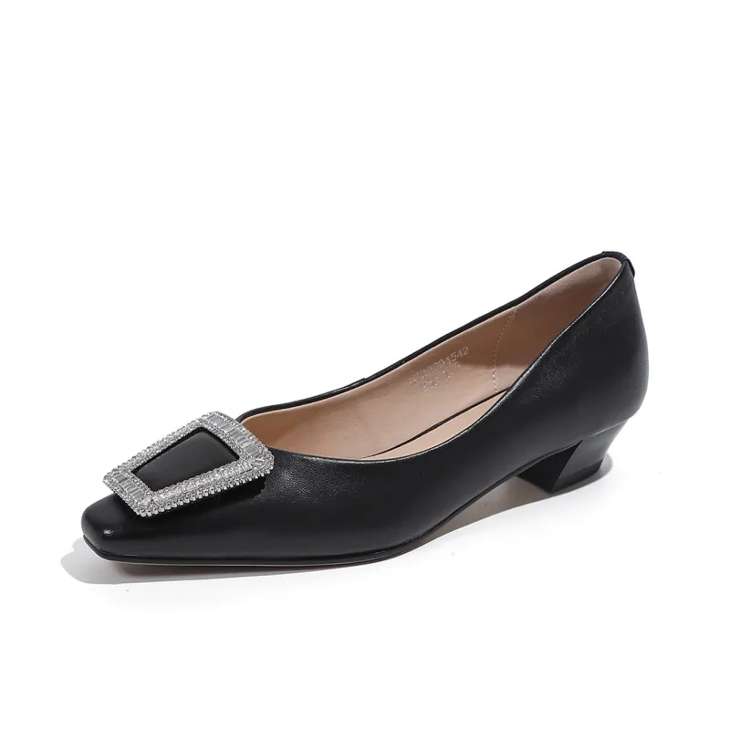Mulinsen Chunky Heel High Heels 3cm Women's Black-1