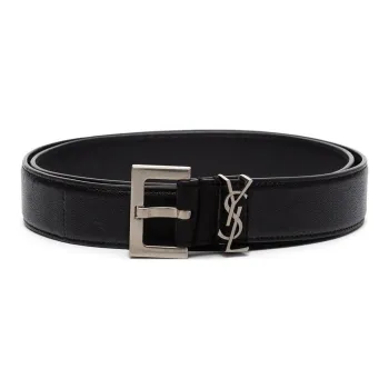 SAINT LAURENT Ysl Logo plaque Leather Belt