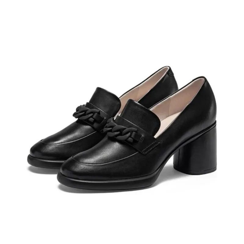Ecco Chunky Heel High Heels 7.5cm Women's Black-1