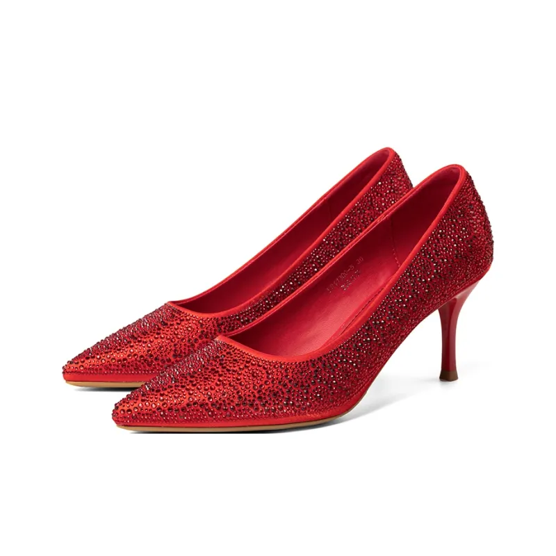 LAORENTOU Slim Heel High Heels 7cm Women's Red-2