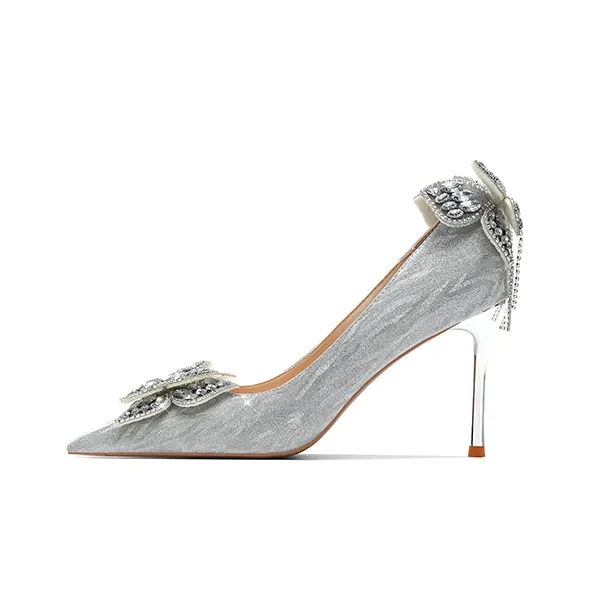 Crelinkxlat Slim Heel High Heels Women's Silver-2