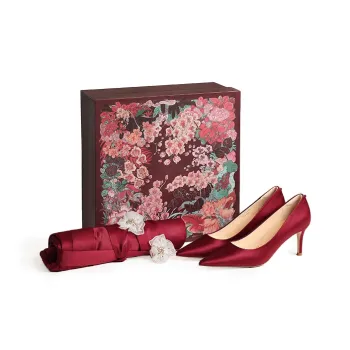 7or9 Red Velvet Cake Wedding Shoes Box Slim Heel Wedding High Heels 7cm Women's Red