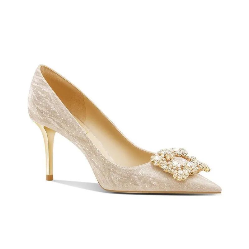 ROSE CASTLE Slim Heel High Heels 6.5cm Women's Gold-1