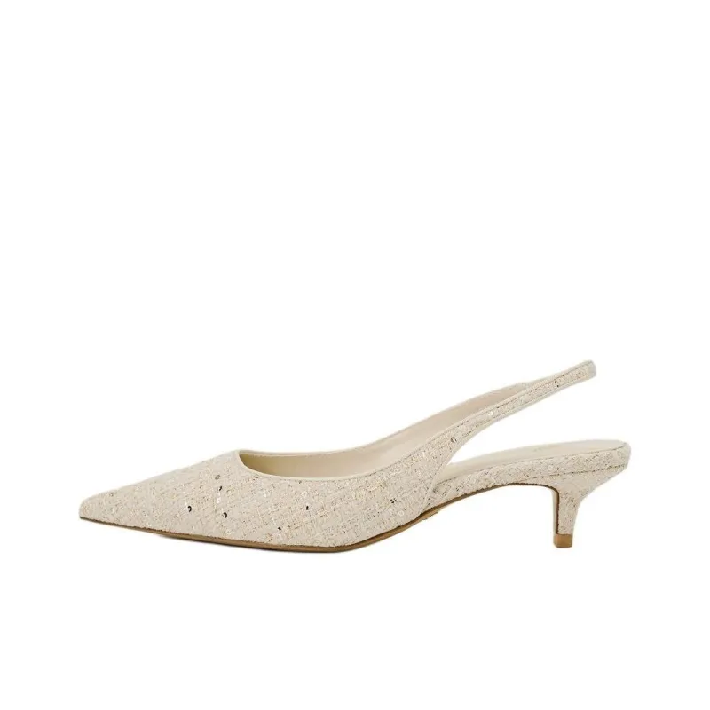 ZARA Slim Heel High Heels Women's Light Beige Yellow-0