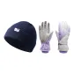 Knitted Hat (Blue)+Ski Glove (Purple White)