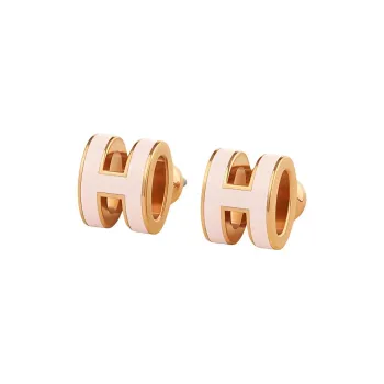 HERMES Gold Plated Stud Earrings Women's
