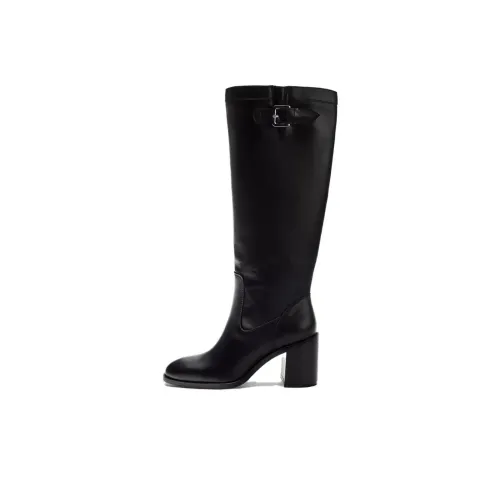 ZARA Knee-high Boots 7.5cm Women's Black