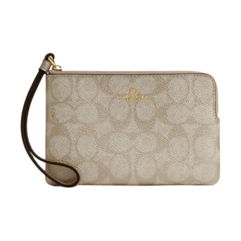COACH Artificial Leather Clutch Small Size Women's Champagne-0