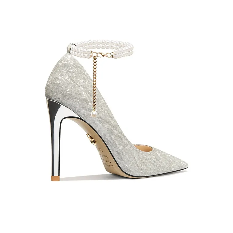 Lily Wei Romantic Galaxy Slim Heel High Heels 10cm Women's Silver-1