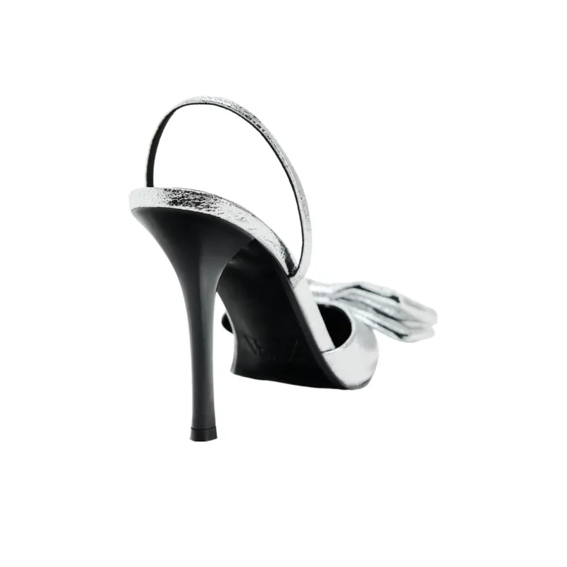 ZARA Trf Slim Heel High Heels 10cm Women's Silver-3