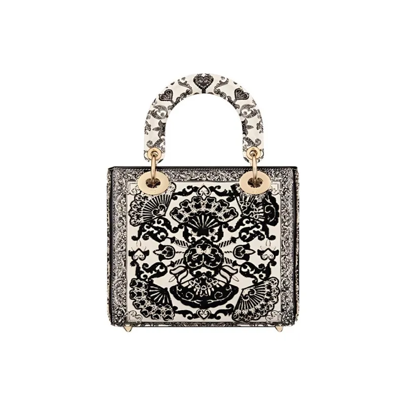 DIOR Lady DiorMy ABCDior Embroidery Daisie Bag Shoulder Bag Crossbody Bag Handbag Small Size Women's Black/White-2
