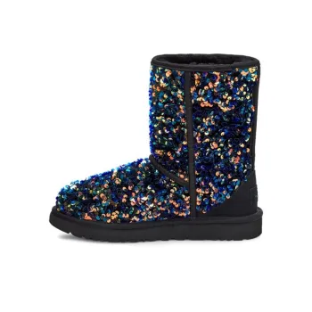 UGG Classic Short Stellar Sequin Snow Boots Black/Blue Women's