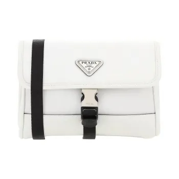 PRADA Leather Nylon Cell Phone Pouch Unisex White
