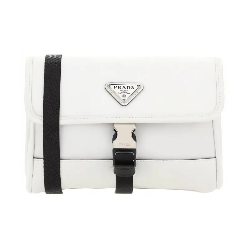 PRADA Leather Nylon Cell Phone Pouch Unisex White-0