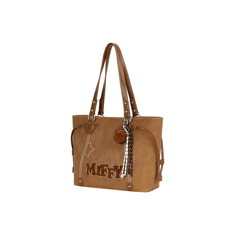 Miffy Synthetic Leather Tote Bag, Shopping Bag, Shoulder Bag Women's Brown/Light Brown-1