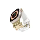 Apple Explorer Silicone Strap, Gold-Tone Lock White