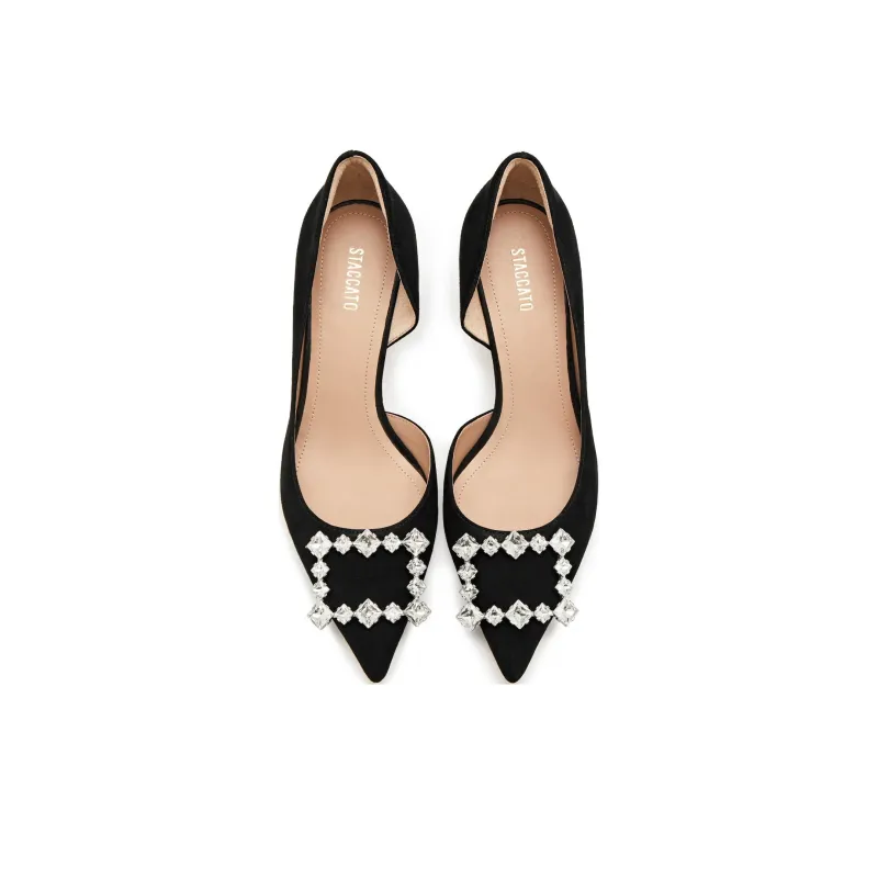 Staccato Sugar Cube Shoe Slim Heel Pointed Toe Crystal High Heels 7cm Women's-11