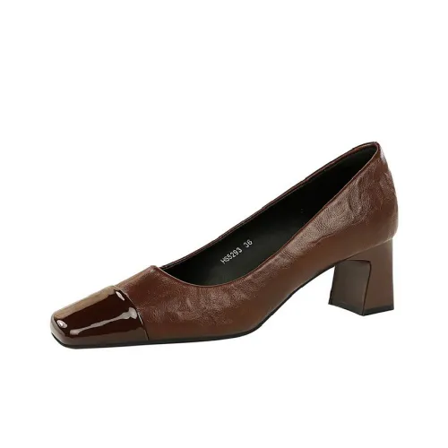 BIGTREE High Heels Women's Dark Brown/Black