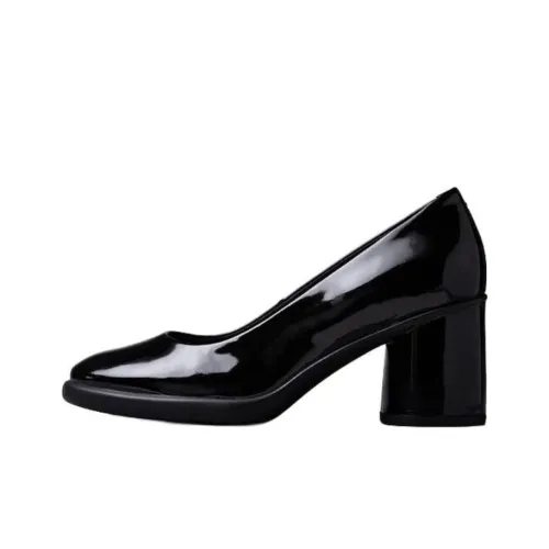 Ecco Chunky Heel High Heels 7cm Women's Bright Black