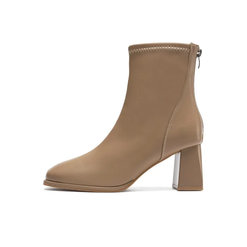 ZHR Ankle Boots Women's Black/Milk Tea/Beige-7
