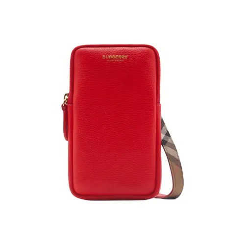 Burberry Grained Calfskin Cell Phone Pouch Women's Bright Red