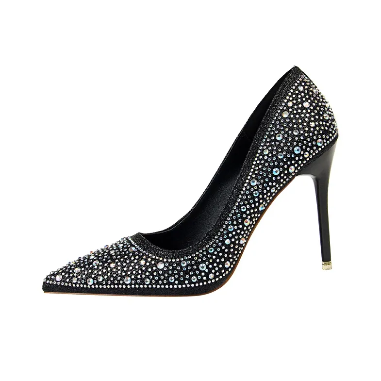 BIGTREE High Heels Women's Black/Silver/Champagne-0