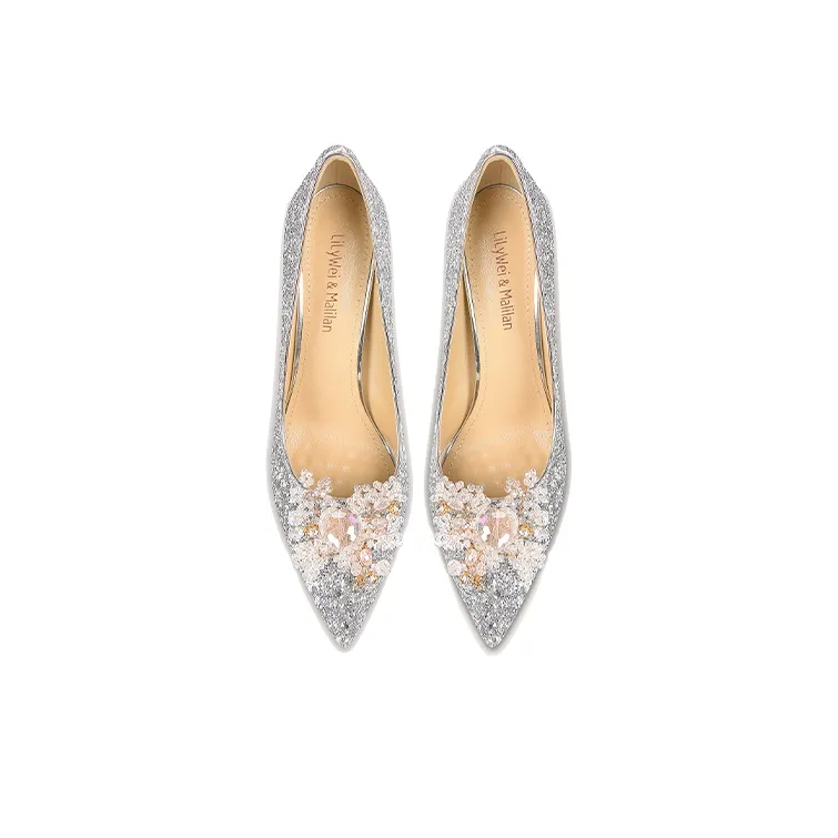 Lily Wei Romantic Galaxy Slim Heel High Heels 10cm Women's Silver-2
