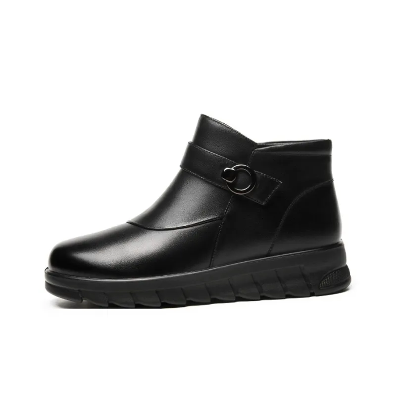 AOKANG Casual High Top Ankle Boots Women's Black-0