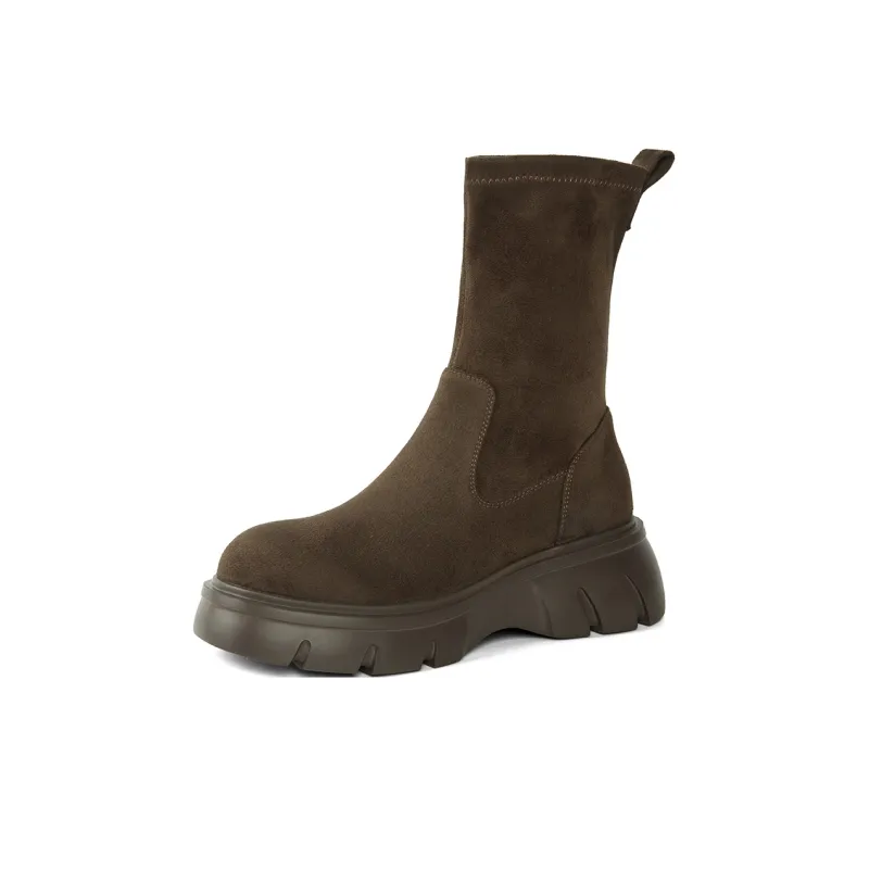 PT'SON Ankle Boots Women's Coffee-1