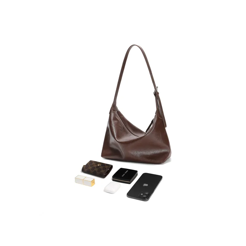 BELLE Artificial Leather Shoulder Bag, Hobo Bag, Shoulder Bag Tubas Women's Coffee-4