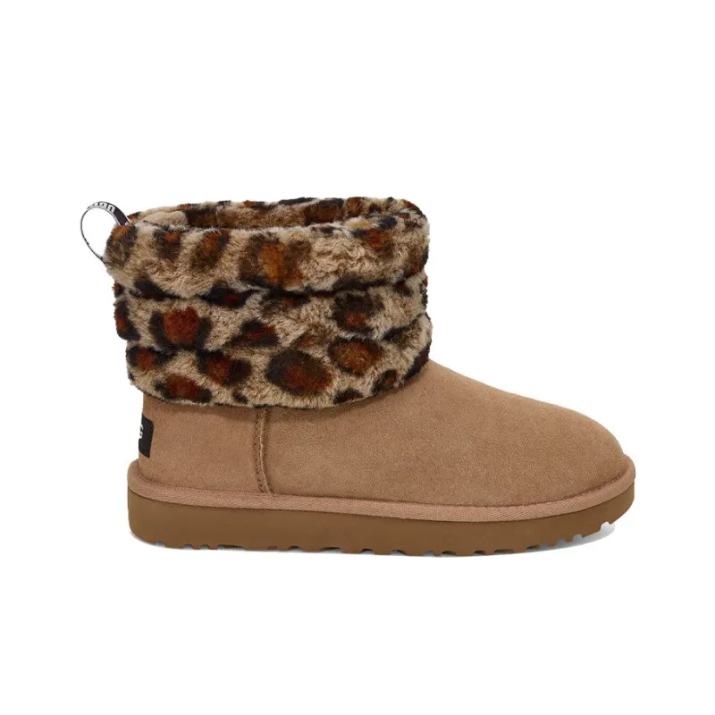 UGG Fluff Mini Quilted Leopard Fleece Lined 'Leopard Print' Women's-1
