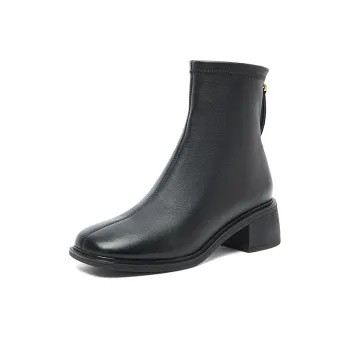 PT'SON Ankle Boots Women's Black/Apricot/Black Fleece Lined/Apricot Fleece Lined