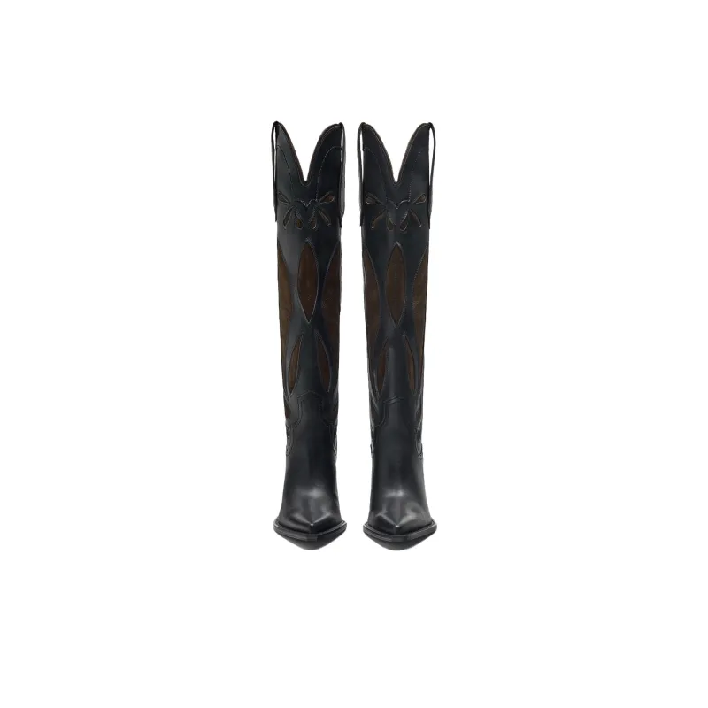 ZARA Knee high Boots 7cm Women's Black-3
